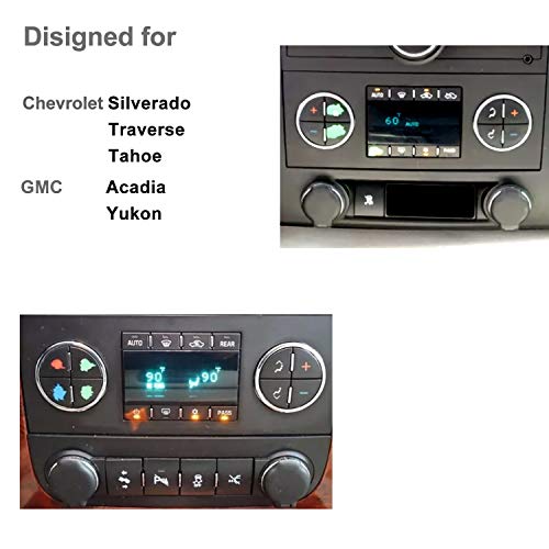 (Upgraded Plastic) AC Dash Button Repair Kit, Control & Radio Button Replacement Decal Stickers - Fix Worn or Paint off Buttons - Fit for Chevy Silverado,Tahoe,Traverse, Suburban,GMC Acadia, Yukon - Thumbnail 2
