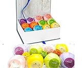 Noyali Unique 12 Bath Bombs Set- Premium Lush bath bombs Luxurious Handmade – 6 Each 3.5 & 4 Oz. – 100% Natural Ingredients, Rich Fragrances, Essential Oils, Pure White in Designer Packaging by noyali
