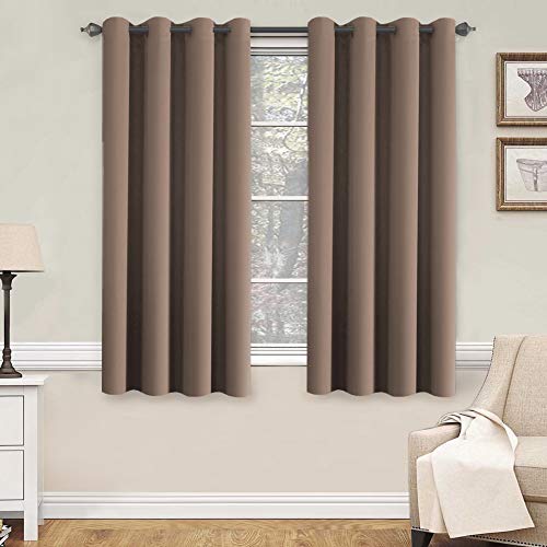 H.VERSAILTEX Blackout Room Darkening Curtains - Warm Taupe Color, 2 Panels, 52 x 63 Inch Each, 8 Grommets/Rings