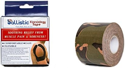 Ballistic Kinesiology Tape – Flexible &amp; Durable – Strong Adhesive – Sweat Resistant – Easy To Use – Perfect For Muscle Sores - 100% Breathable Kinesiology Cotton Tape (Green Camo)