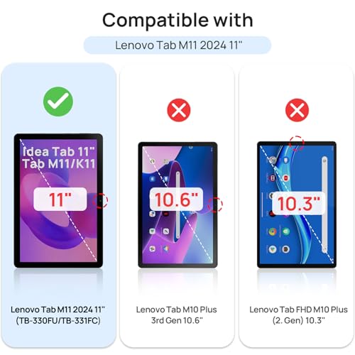 Gerutek 2 Pieces Screen Protector for Lenovo Idea Tab 2025 / Tab M11 2024 / K11 Gen 2, 11 Inches (TB-336FU/330FU/331FC/330XU), 9H Hardness, Anti-Scratch, Anti-Fingerprint, Bubble-Free, Tempered Glass