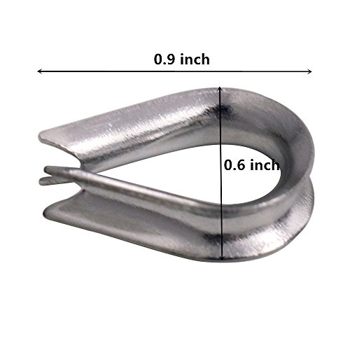 Eowpower 100Pcs 1/8 inch Wire Rope Aluminum Sleeves Cable Crimps and 16Pcs M3 Stainless Steel Thimble