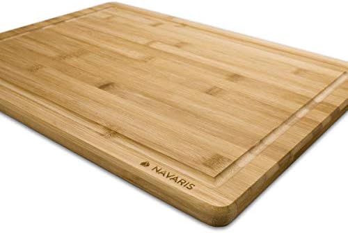 Navaris Planche à Découper en Bambou - Planche Découpe 45 x 34 x 1,8cm Viande Pain Poisson Fruits Légumes Fromage - Ustensile Cuisine avec Rigole - Cuisine A Vivre Navaris Planche à Découper en Bambou - Planche Découpe 45 x 34 x 1,8cm Viande Pain Poisson Fruits Légumes Fromage - Ustensile Cuisine avec Rigole