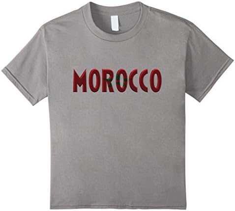 Kids MOROCCO - Moroccan Flag Colors Letters Souvenir T-shirt 10 Slate