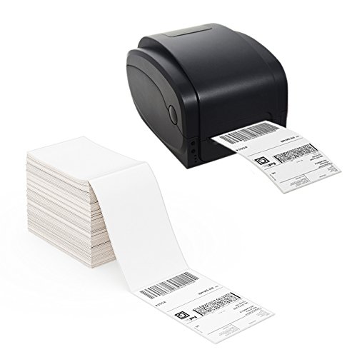 RyhamPaper 4" x 6" Fanfold Direct Thermal Labelsï¼ˆ500 Labelsï¼‰- White Shipping Mailing Postage Labels, Perforated, Permanent Adhesive