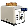 2-Slice-Toaster-Morpilot-Toaster-with-2-Wide-Stainless-Steel-Slot-and-LED-Display Toaster 2 Slice, Morpilot Stainless Steel Retro Toaster with Timer, Wide Slot, Defrost/Reheat/Cancel Fuction, Removable…