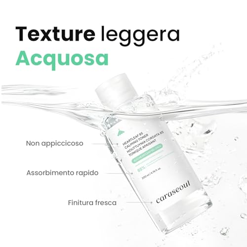 caraseoul Heartleaf 85 Face Toner - Soothing and Moisturizing, 85% Houttuynia Cordata from Jeju, Centella Asiatica, pH Balanced, Sensitive and Impure Skin, Watery Texture, Korean Skincare, Vegan, 200