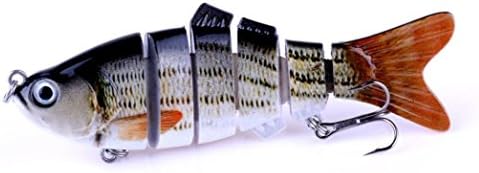 Spbamboo Fishing Lures Tackle - 10cm 35g 3D Eyes 6 Segment Life-like Swimbait Lures, Hard Plastic Minnow Fishing Bait With Carbon Steel Treble Hooks for Saltwater/Freshwater Fishing Fishing Lover Gift