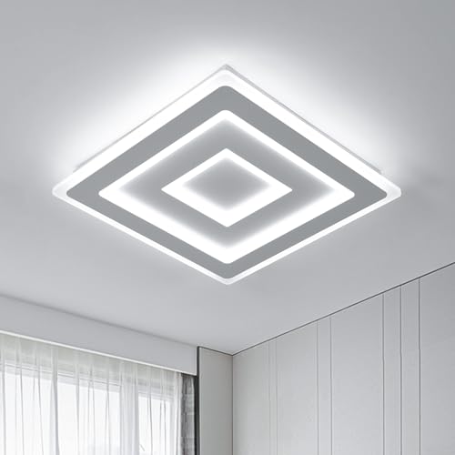 Comely Plafoniera LED Soffitto Quadrata Moderno, 52W 5850LM Lampada da Soffitto LED Moderna Acrilico, Lampadario LED Soffitto Bianco per Camera da Letto, Soggiorno Luce Bianca 6500K, 40cm