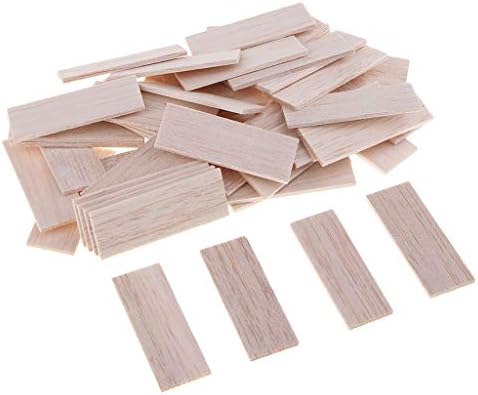 Fenteer 5 Assorted Sizes Unfinished Wood Flat Shapes Rectangle Wooden Stick Dowels Rod for Woodcrafts Woodworking DIY craft Materials, Wood, 50 Pieces 50mm