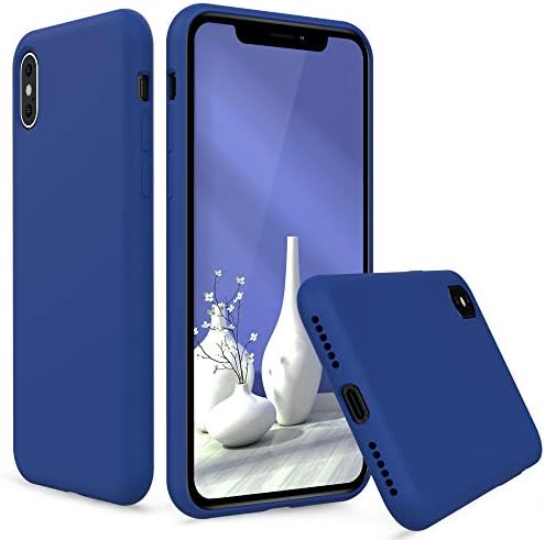 PENJOY Silicone Case for Apple iPhone Xs (2018) / iPhone X (2017) 5.8 inch, Full Body Protection Silicon Cases Support Wireless Charging Slim Rubber Cover (Blue)
