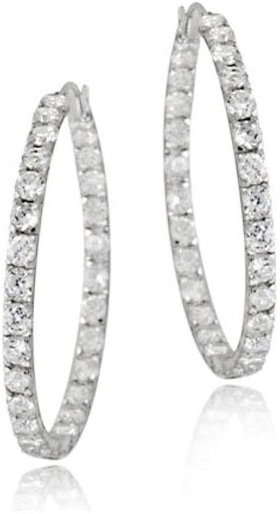 Large cz hoop earrings Clearance