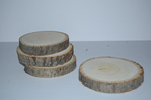 Hampton Art Bark Coaster Wood Slices 3.5 in. to 4 in. Live Edge Rustic Wedding and Craft Pack of 4
