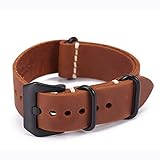 Carty Replacement Watch Band Strap Vintage Handmade Crazy Horse Leather Zulu NATO 20mm22mm24mm