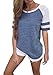 Flying Rabbit Women's Color Block Short Sleeve T Shirt Casual Round Neck Tunic Tops(Blue,M)