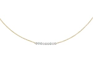 DeScount Dainty Birthstone Beaded Bar Necklace,18K Gold Plated Handmade Faceted Turquoise,Lapis,Amazonite,Tiger Eye,Emerald,Ruby,Blue Apatite,Opal Stone Necklaces for Women