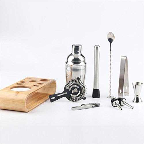 HXIYANG 10pc Cocktail Maker Shaker aus Edelstahl, Werkzeugset für Getränkemischer mit Holzständer Erstellen Sie… – Bild 3