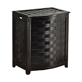 Oceanstar BHV0100MH Bowed Front Veneer Laundry Wood Hamper, Dark Mahogany Finished