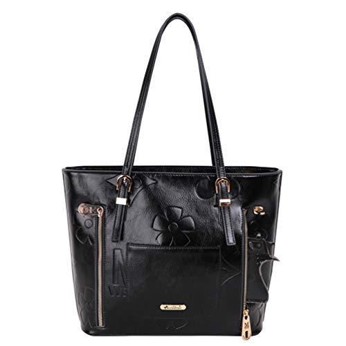 Montana West Large Vegan Leather Concealed Carry Tote Bag for Women Shoulder Handbag Fashion Purse USA-MWC-G018BK