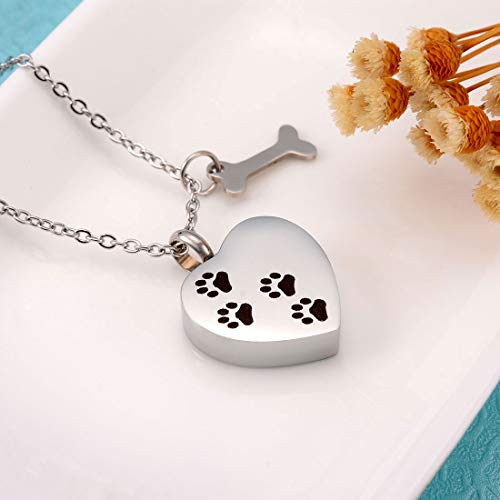 image for Cat Eye Jewels Memorial Ash Holder Urn Necklace Pet Print Heart Charm 