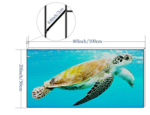 Wall Art Big Brown Turtle Painting Printed on Canvas Sea Animal Swimming Leisurely Underwater Picture Print Decor Artwork Easy Hang for Home Decoration