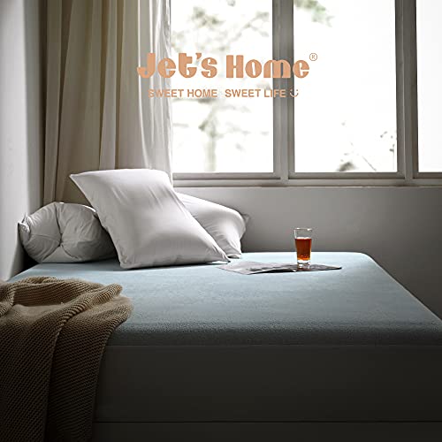 JET\'S HOME California King Mattress Protector - 5 Sided Waterproof Fitted Bamboo Mattress Cover Breathable Ultra Soft Terry Mattress Pad Cover