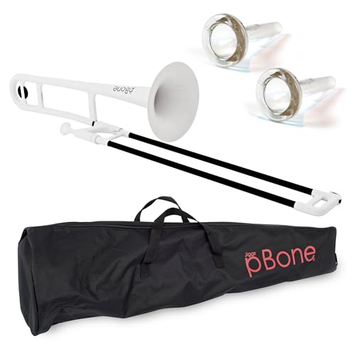 Pbone Pbone1-W Trombone Avec Embouchure Et Housse, Blanc