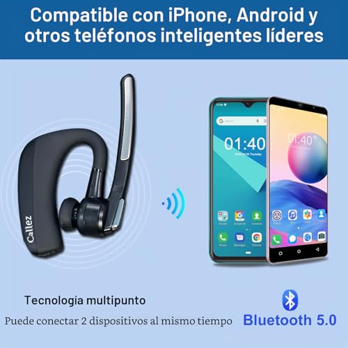 Bluetooth Headphones with CVC8.0 Dual Microphone Noise Cancellation, Pinganillo V5.0 Wireless Bluetooth Headset for Mobile iPhone Samsung Driving Office Business, Clear Chat
