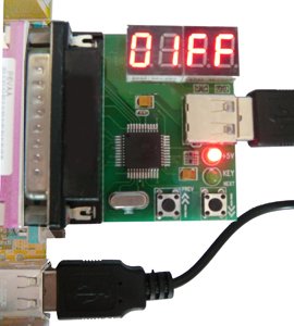 KALEA-INFORMATIQUE External motherboard tester via LPT parallel port, 4-digit display. Allows POST control