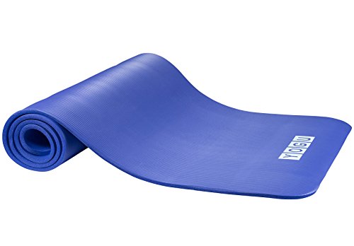 Yoga Mat 1/2 Inch Thick Multi-Purpose Lightweight Pilates Fitness Mats Durable Washable Non-Slip Surfaces Sweat-Proof Gym Workout Exercise Yoga Mat with Carrier Strap - 6 FT x 2 FT (Blue - 2 PK)