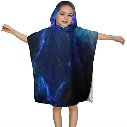 ZHOUSUN Extra Large Super Soft and Absorbent Hooded Poncho Bath Towel,Blue Galaxy Stars Bathrobe Cloak for Baby
