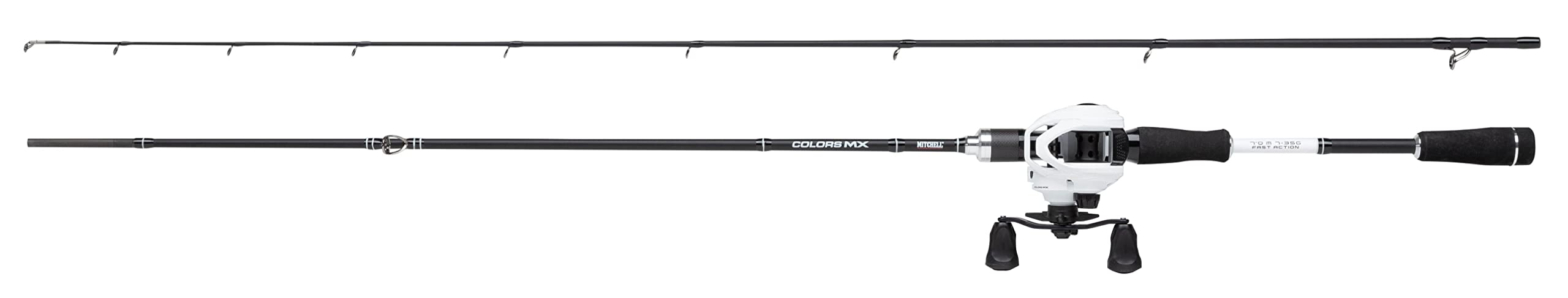Mitchell Colors MX Casting Combo | Baitcast Rod & Reel Set for Predator Fishing Anglers | Fast Action Carbon Rod with EVA Handle | 4+1 Ball Bearings | Pike, Perch & Zander | White | 2.13m 7-35g