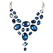 EVER FAITH Fashion Icon Bermuda Blue Color Rhinestone Bib Statement Necklace Gold-Tone
