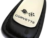 Chevrolet Chevy Corvette C3 Leather Key Chain Black Tear Drop Key Ring