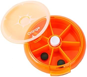 Seven Days Rotate Circle Granule Medicine Storage Box Portable Weekly Health Helper (orange)