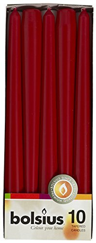 BOLSIUS TAPERED CANDLES - WINE RED [1 PACK OF 10]
