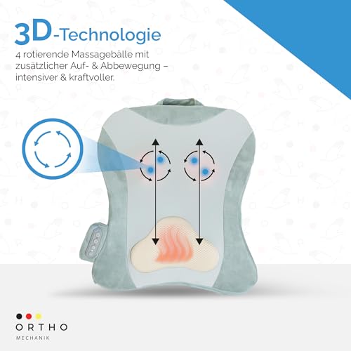 OrthoMechanik Back 2.0 - Wireless Back Massager with Heat | 4D Massage Movement, Ultra Flat & Comfortable for Office & Home