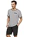 Suntasty Men's Summer Sleepwear Striped Short Sleeve Pajama Shorts and Top Set(Grey,XL,1004M)