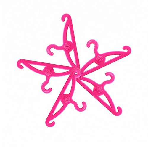 E-TING 60 PCS Pink Plastic Little Hangers for Girl Doll Dress Clothes Gown Doll Clothes Accessories