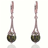 Julycoffee 18k Gold Plated Fashional Green Crystal Dangle Earrings Jewelry Cb1139