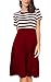 AAMILIFE Women's Vintage Stripe Scoop Neck Short Sleeve Swing Dress Red XXL
