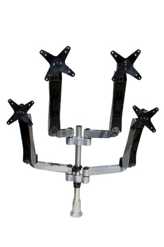Mount-It! MI-65156 Quad Articulating, Rotating, Height Adjustable, Swiveling, Arm Desk Mount for Samsung, Sony, Element, Vizio, Panasonic, Sharp, LG, LCD, LED, Computer Monitor Displays, Silver