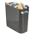 InterDesign Una Rectangular Trash Can with Handles, Waste Basket Garbage Can for Bathroom, Bedroom, Home Office, Dorm, College, 10-Inch, Charcoal Gray