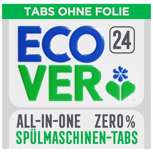 Ecover Zero Spülmaschinentabs, mit Geschirrspülsalz und Klarspüler, ohne Duft, ecover spülmaschinen-tabs, 24 Tabs Packung thumbnail 3