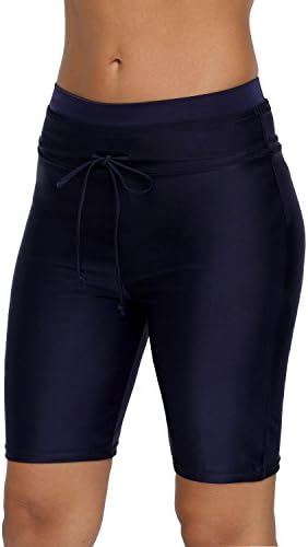 anfilia Womens Long Board Shorts High Waist Swim Shorts Swimsuit Bottom