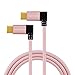 CableCreation USB C to USB C Cable Right Angle 60W 3A Fast Charge, 4ft Dual 90 Degree USB-C to USB-C Braided Cable, Compatible with MacBook(Pro), Galaxy S20 S10 S9, Rose Gold with Aluminum Case