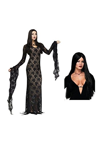The Adams Family Morticia Adams Woman Costume And Wig Set