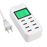 Vanbon Smart USB Charger 40W 8A 8 Multi-Port Desktop Charging Station with LCD Display for Mobile Phone, Tablets and USB Devices