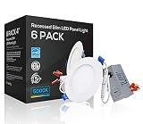TORCHSTAR Basic Series 4 Inch LED Slim Recessed Lighting with Junction Box, 10W 80W Eqv. 650lm Dimmable Light, ETL & Energy Star Low Profile Can-Killer Downlight, 5000K Daylight, Pack of 6
