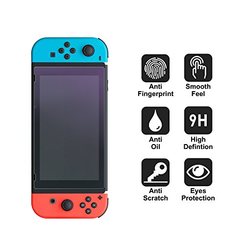Tempered Glass Screen Protector for Nintendo Switch, Pavoscreen Bubble Free Anti Scratch Block Blue Light Filter Dust-proof Screen Guard for Nintendo Switch 2017 (6.2 Inch Display)